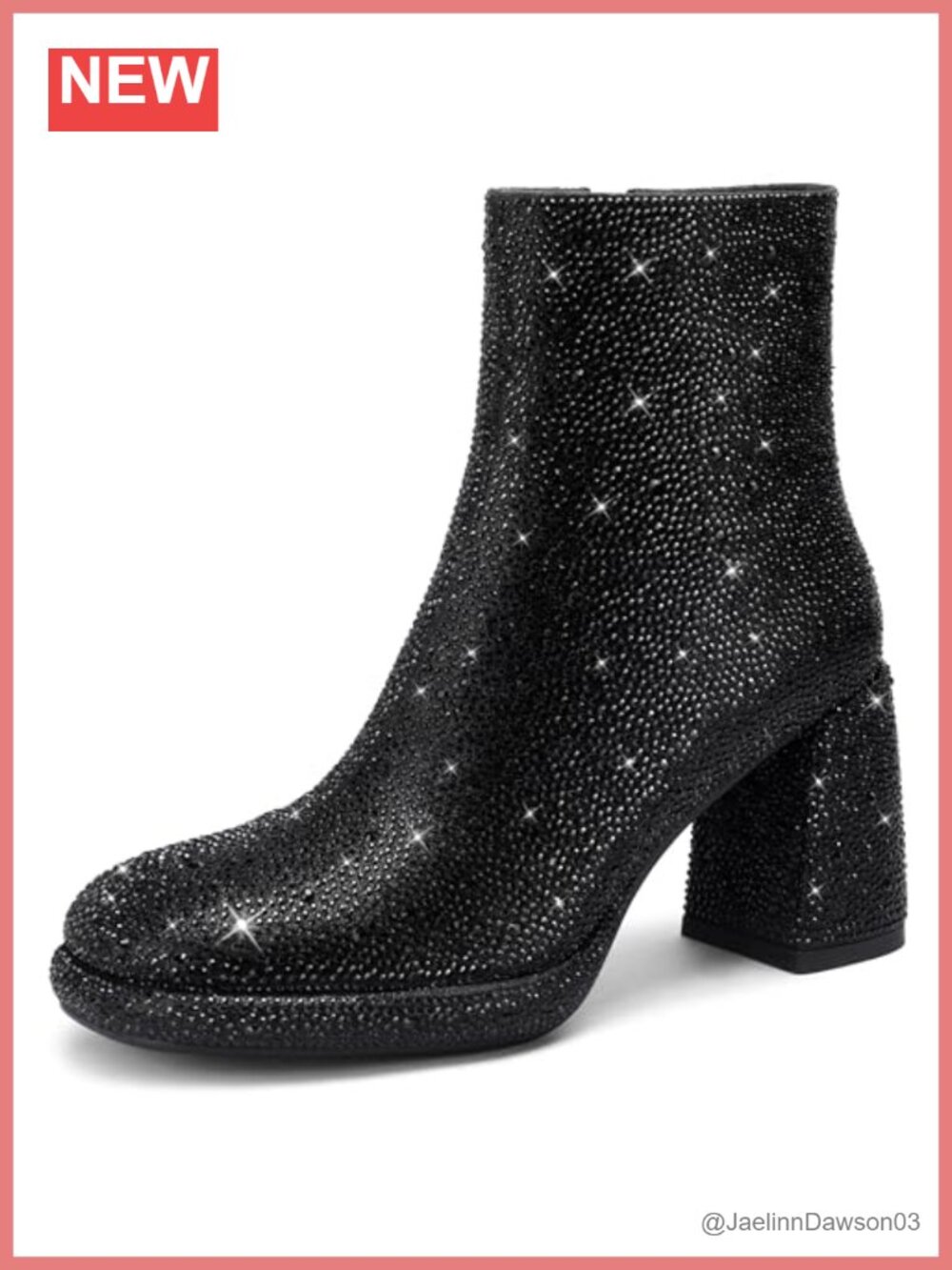 Rhinestone Ankle Booties Chunky Heel Platform Sparkly Wedding